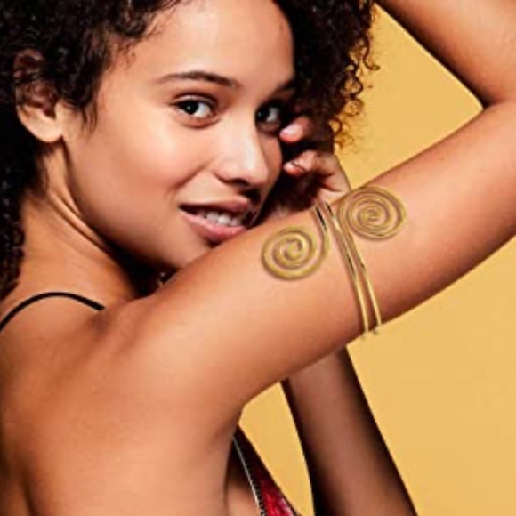 Gypsy Swirl Boho Style Gold Plated Upper Arm Cuff - Picture 4 of 15